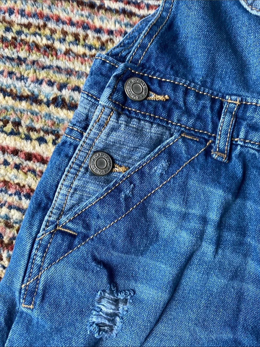 GAP Kids Denim Blue Overalls with Contrast Stitching